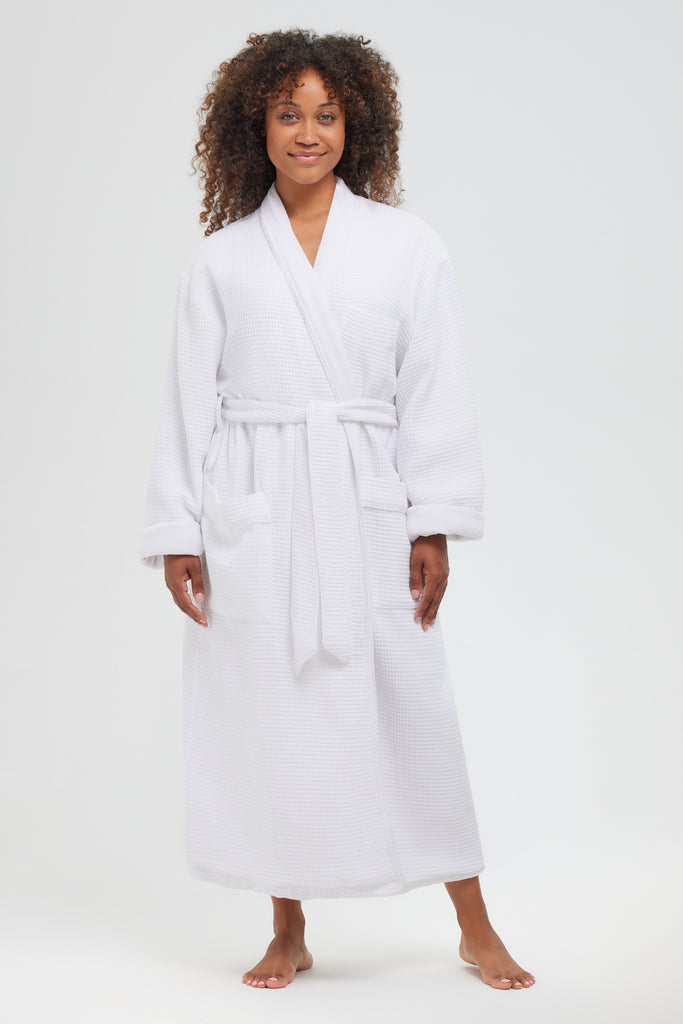 Square Waffle Shawl Robe Lined In Terry
