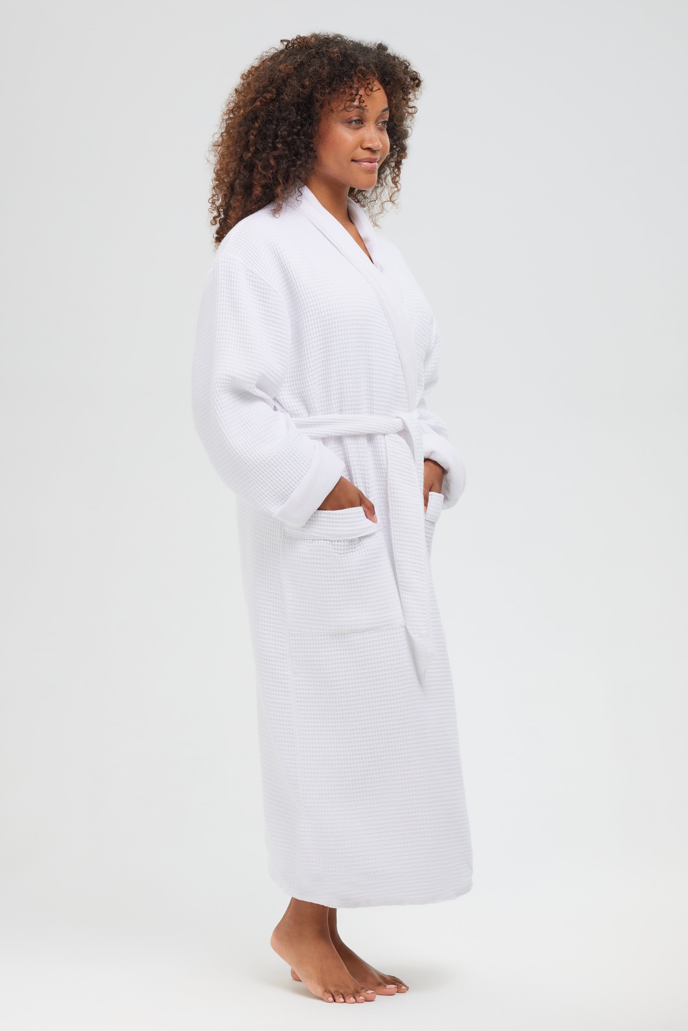 Square Waffle Shawl Robe Lined in Terry | Square Waffle Robe