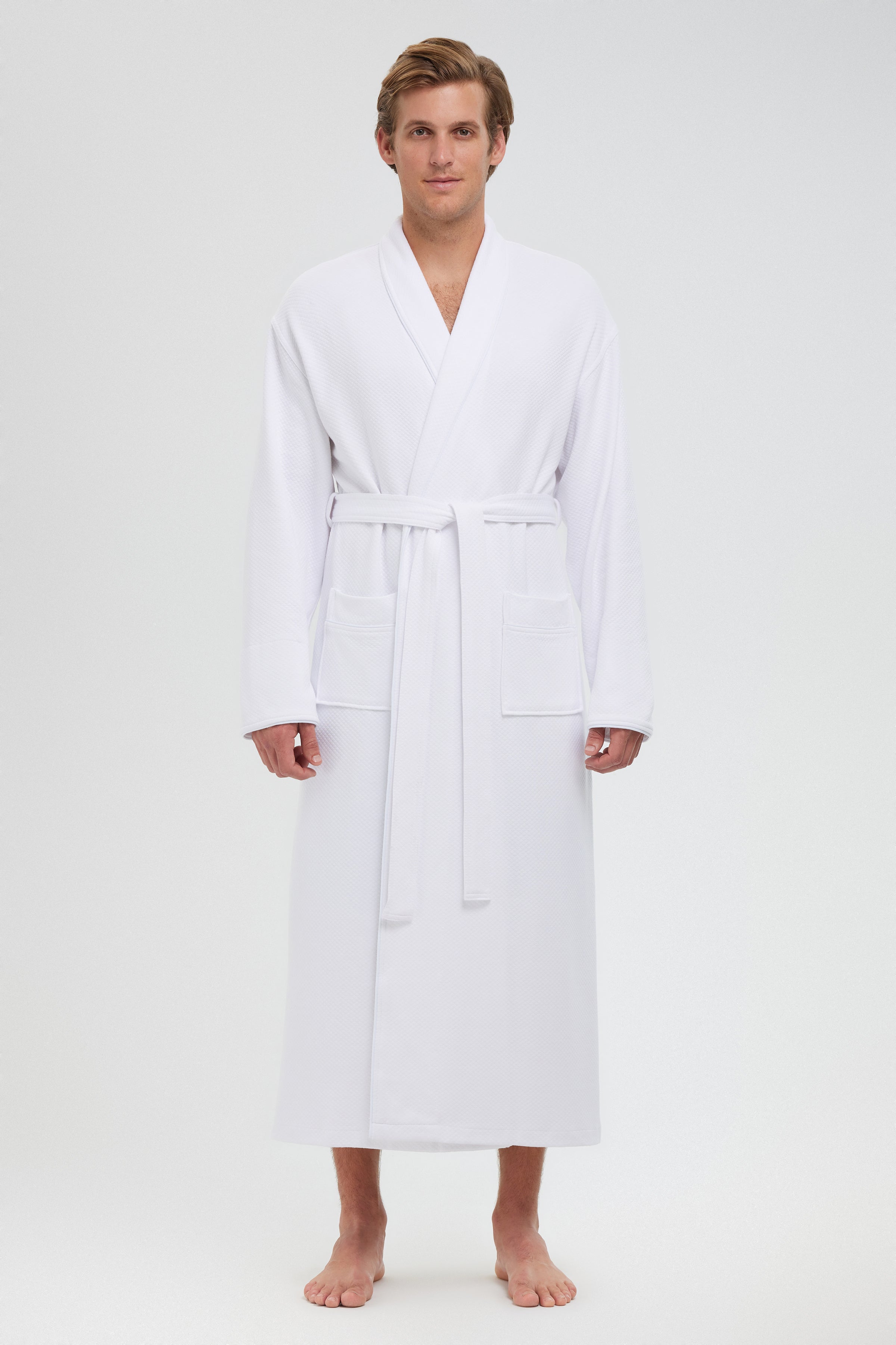 Knitted Modal Waffle Shawl Robe | Shawl Collar Bathrobe