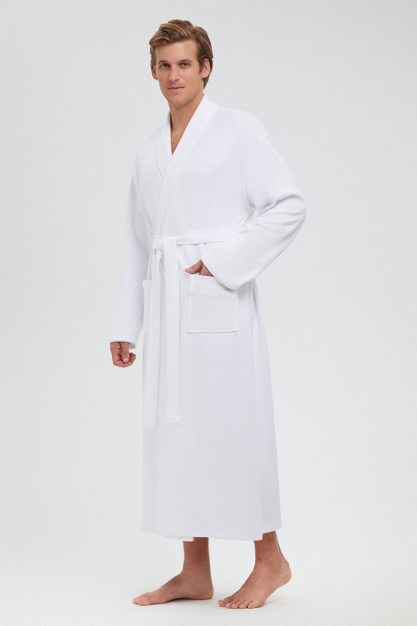 Knitted Modal Waffle Shawl Robe | Shawl Collar Bathrobe