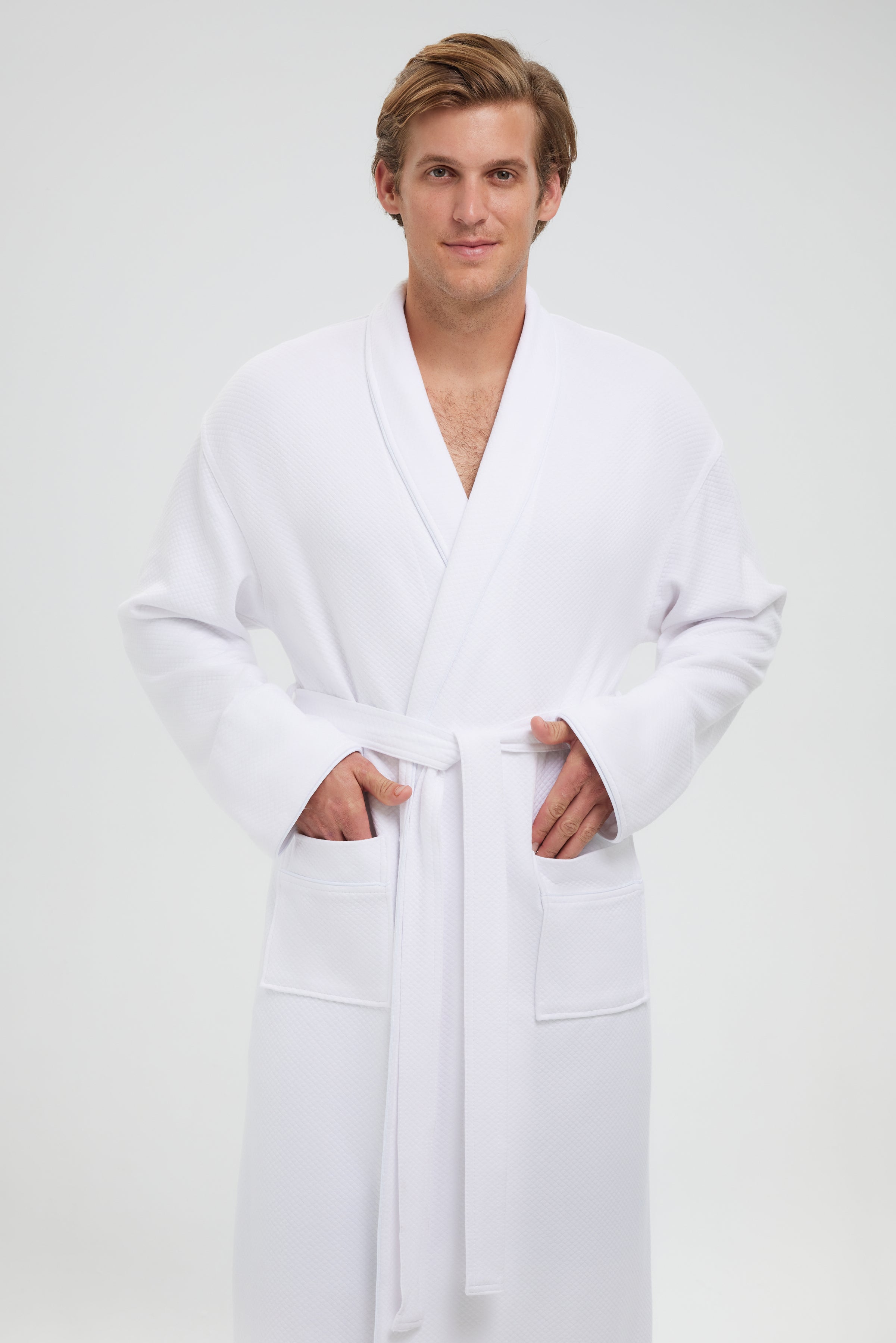 Knitted Modal Waffle Shawl Robe | Shawl Collar Bathrobe