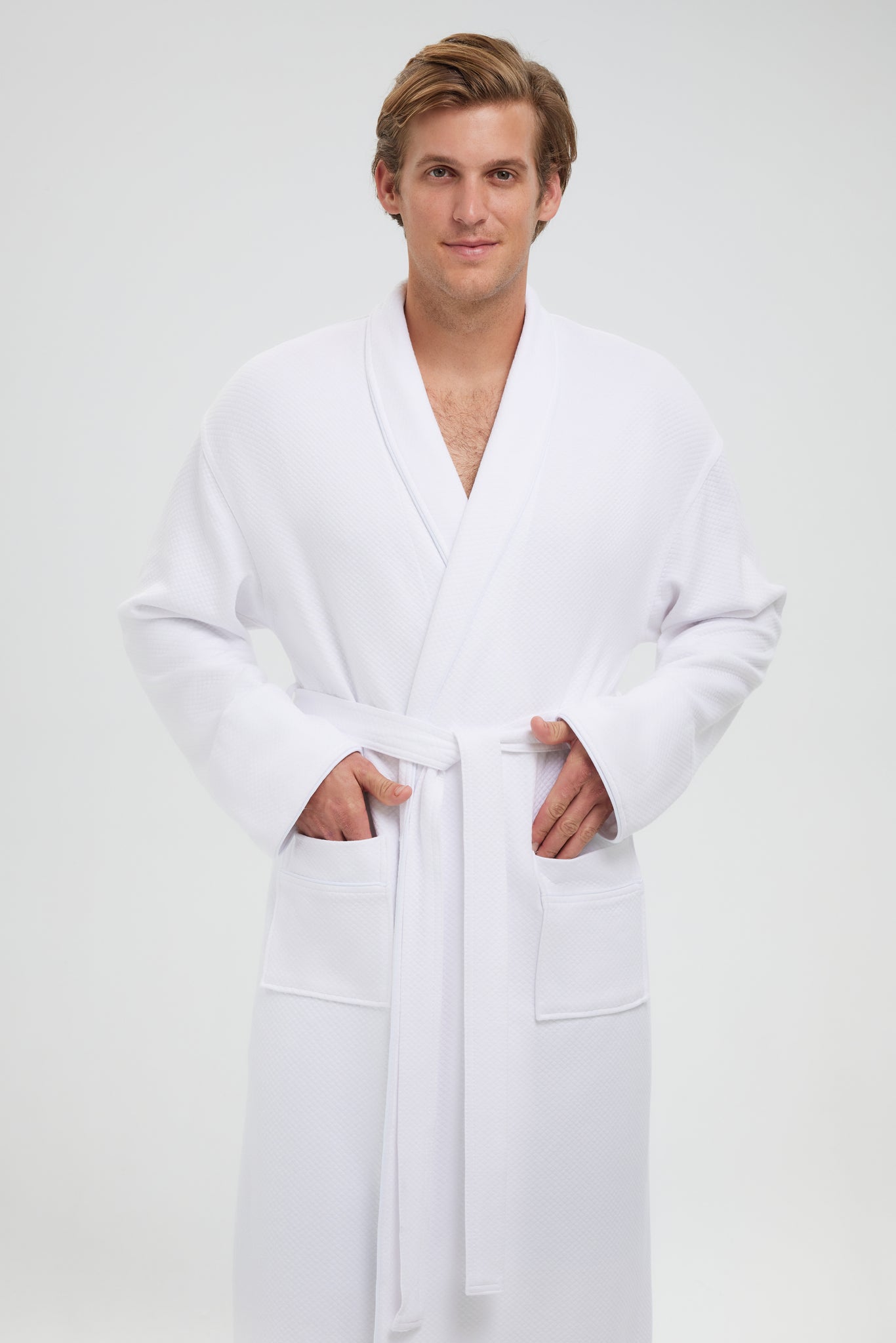 Knitted Modal Waffle Shawl Robe | Shawl Collar Bathrobe