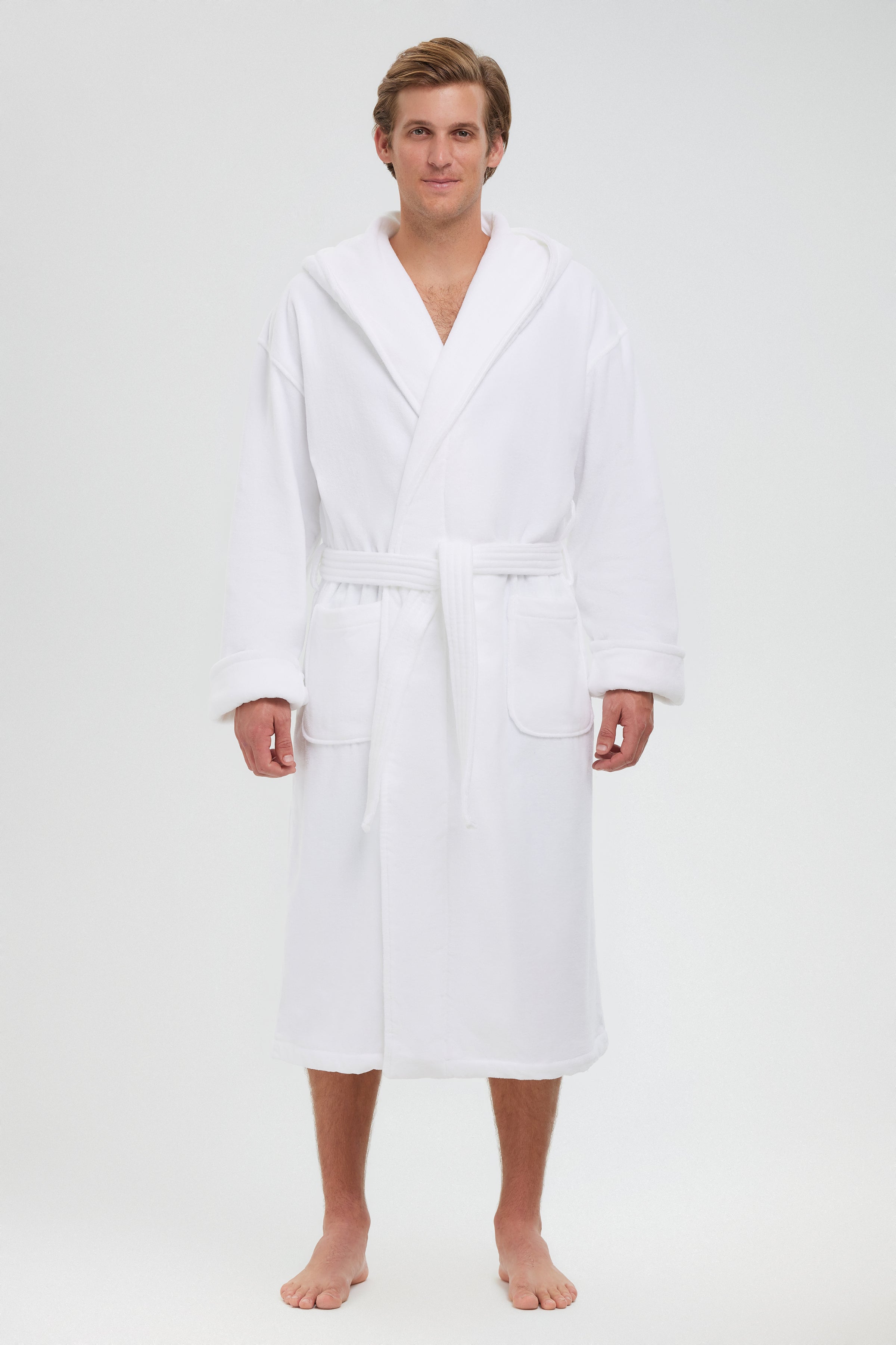 Towelling Robe Hooded White Dressing Gown Premium 2in1 'Waffle Outer' 'Towelling Inner' 100% Cotton Dressing Towelling Robe Hooded White Dressing Gown Premium 2in1 'Waffle Outer' 'Towelling Inner' 100% Cotton Dressing