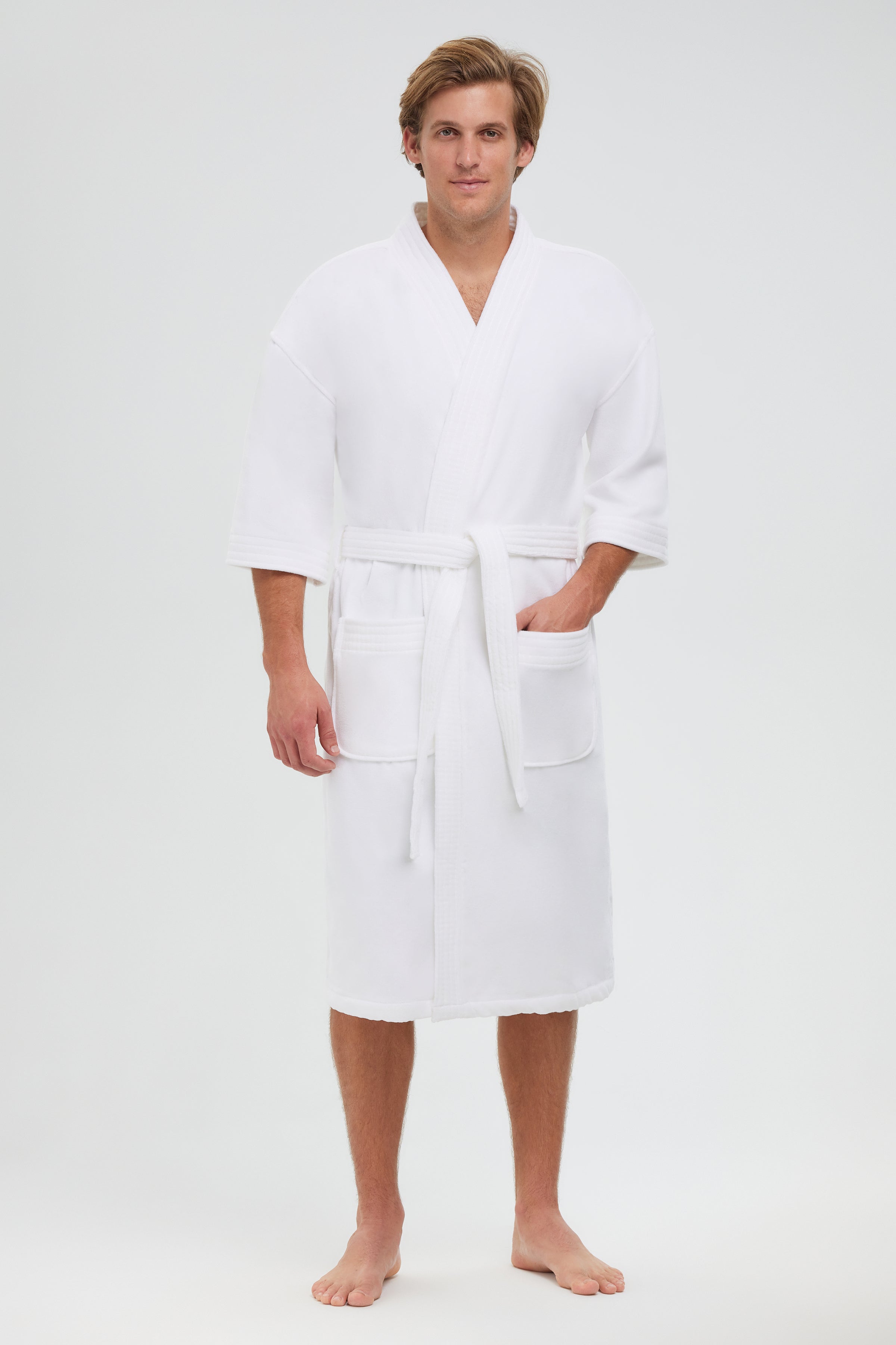 12oz. Luxury Velour Terry Kimono Robe, 2x Large / White - Monarch Cypress Online