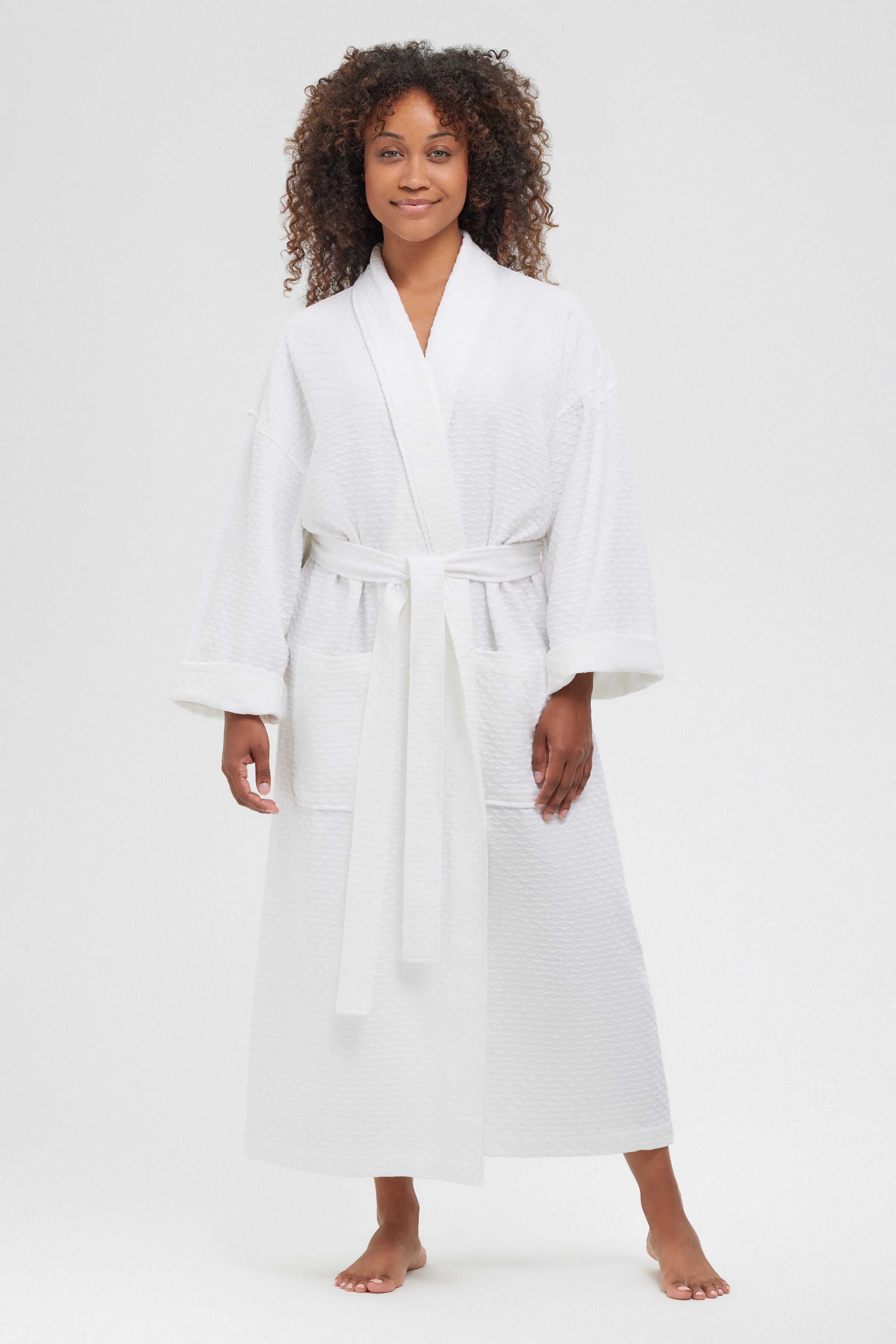 Shell-Pattern Shawl Collar Waffle Robe | Shawl Collar Robe