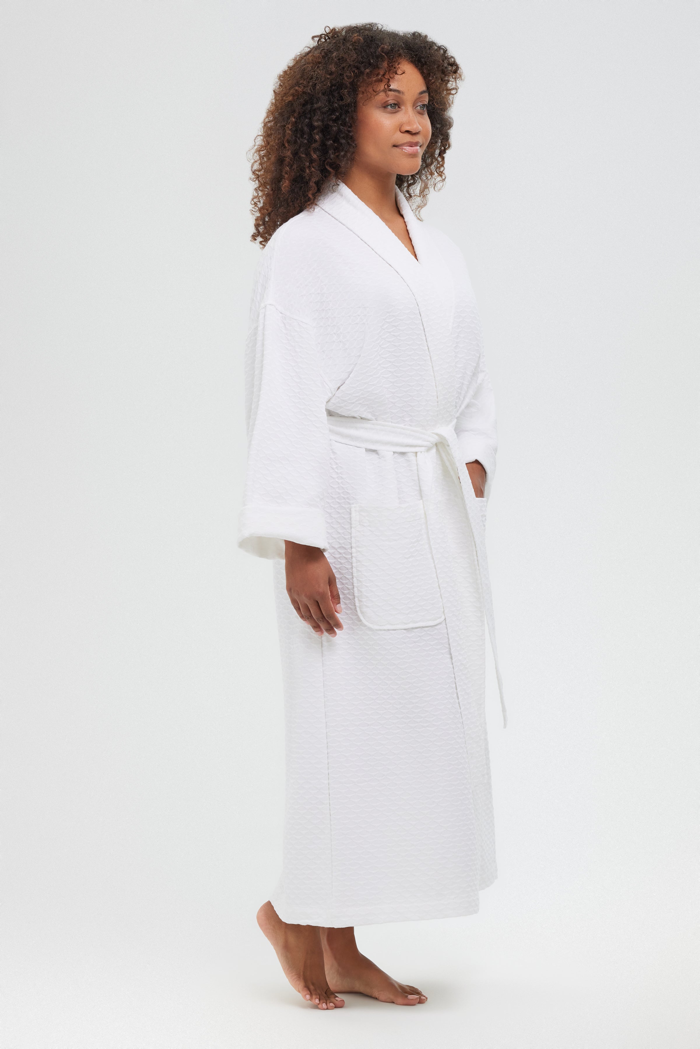 Shell-Pattern Shawl Collar Waffle Robe | Shawl Collar Robe