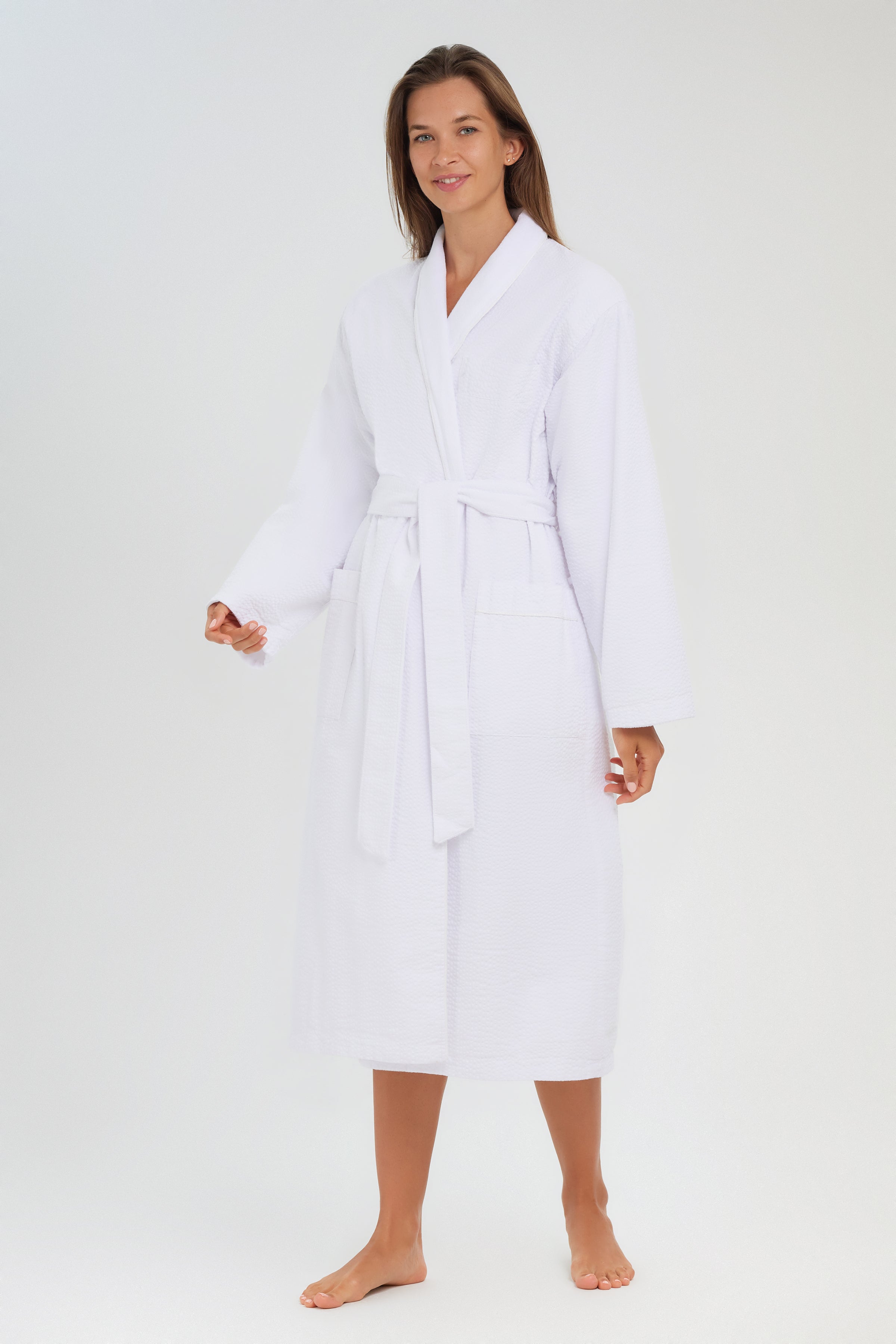 Suice Robe Seersucker Shawl Robe Lined in Terry | Seersucker Bathrobe