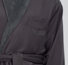 Hotel Overrun Microfiber Shawl Robe Lined in Plush in Charcoal (With Logo)