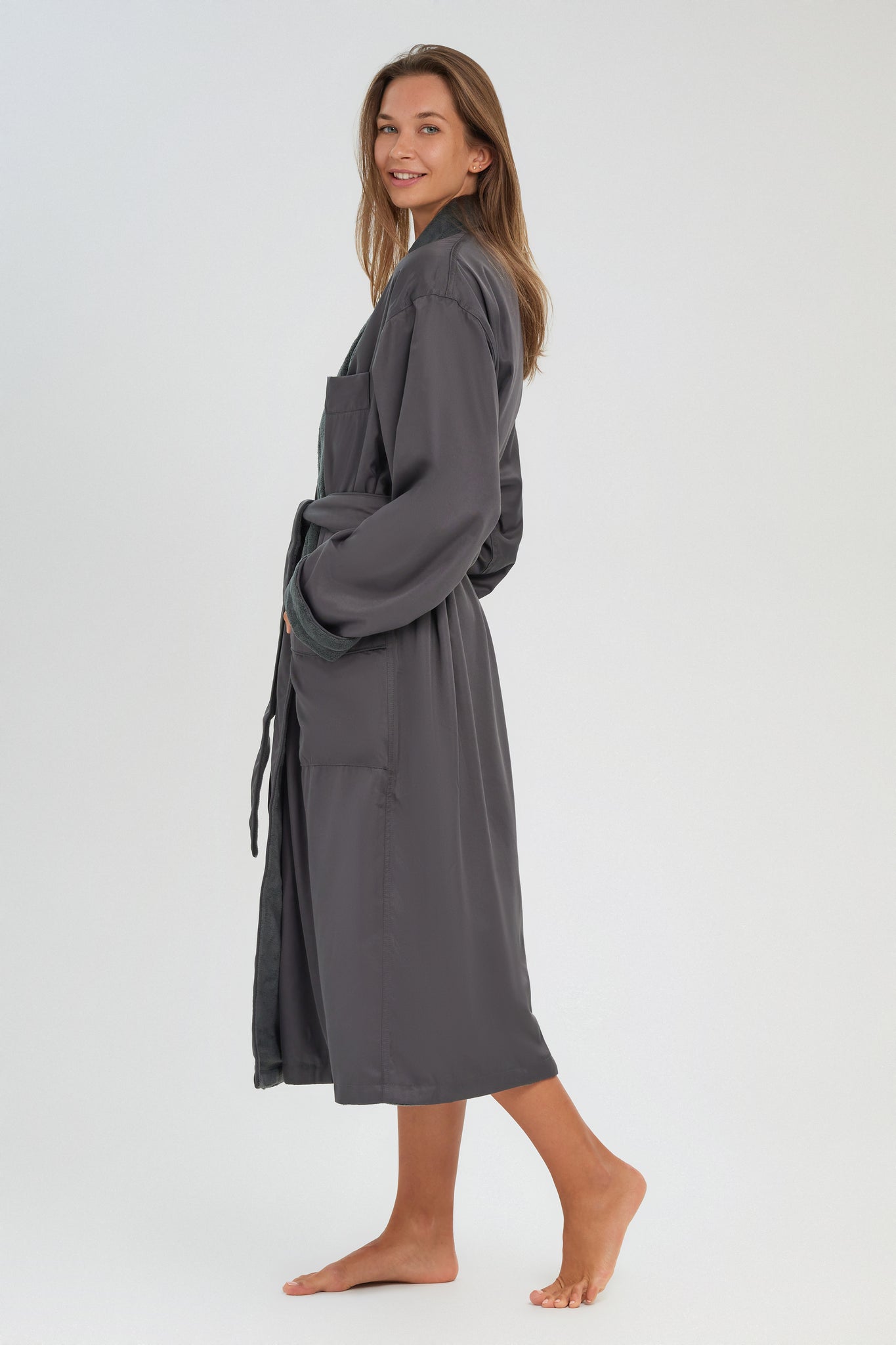 Microfiber Shawl Robe Lined in Plush