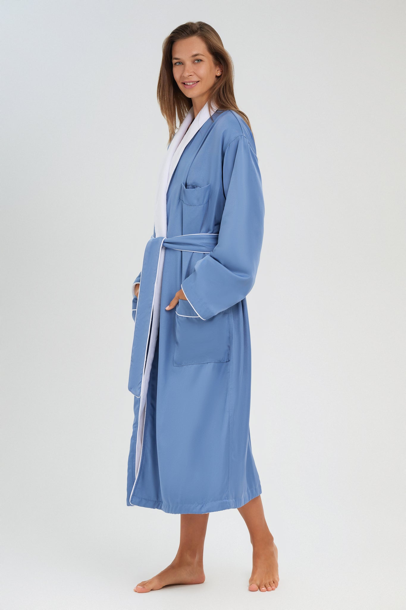 Microfiber Shawl Robe Lined in Plush