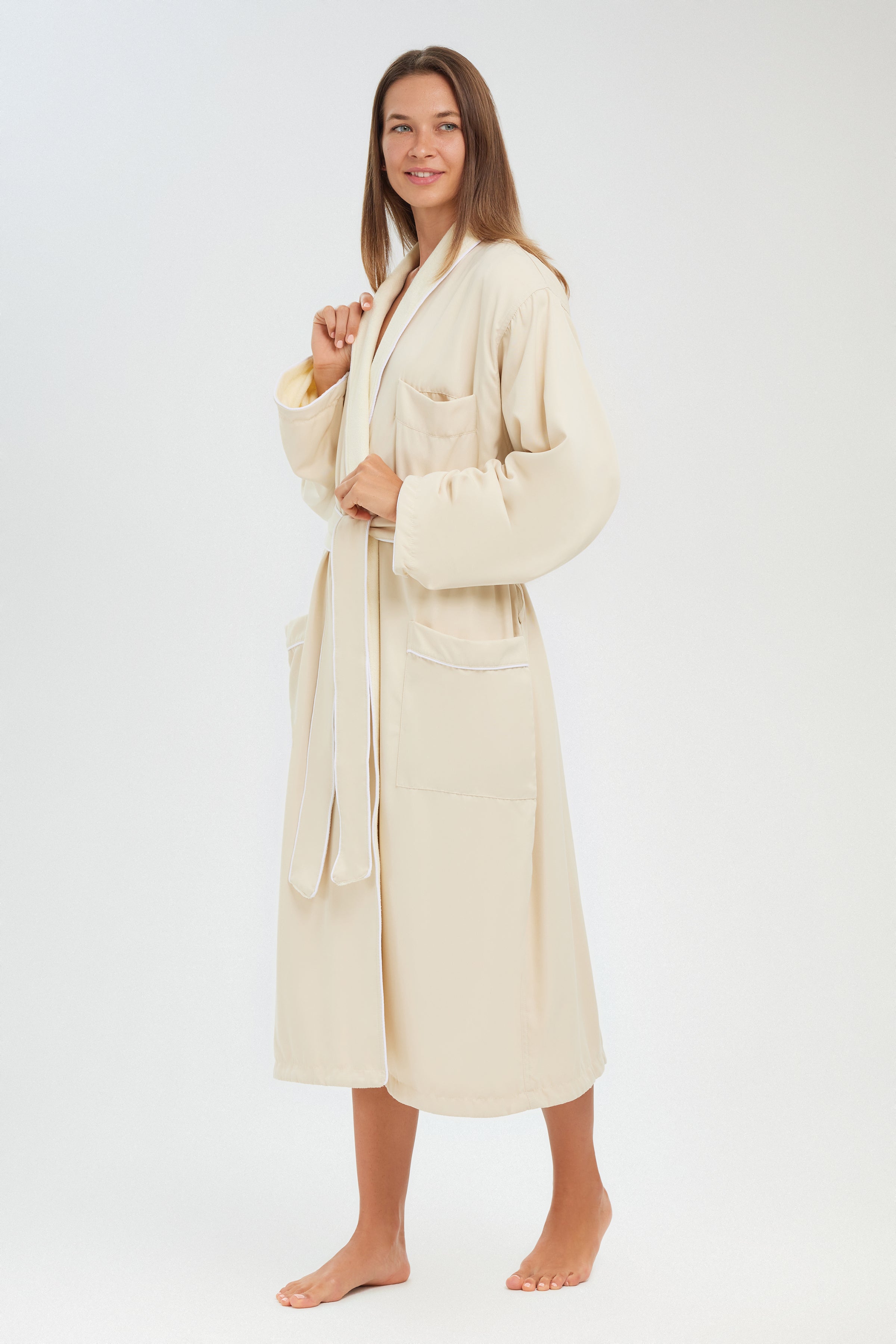 Microfiber Shawl Robe Lined In Terry