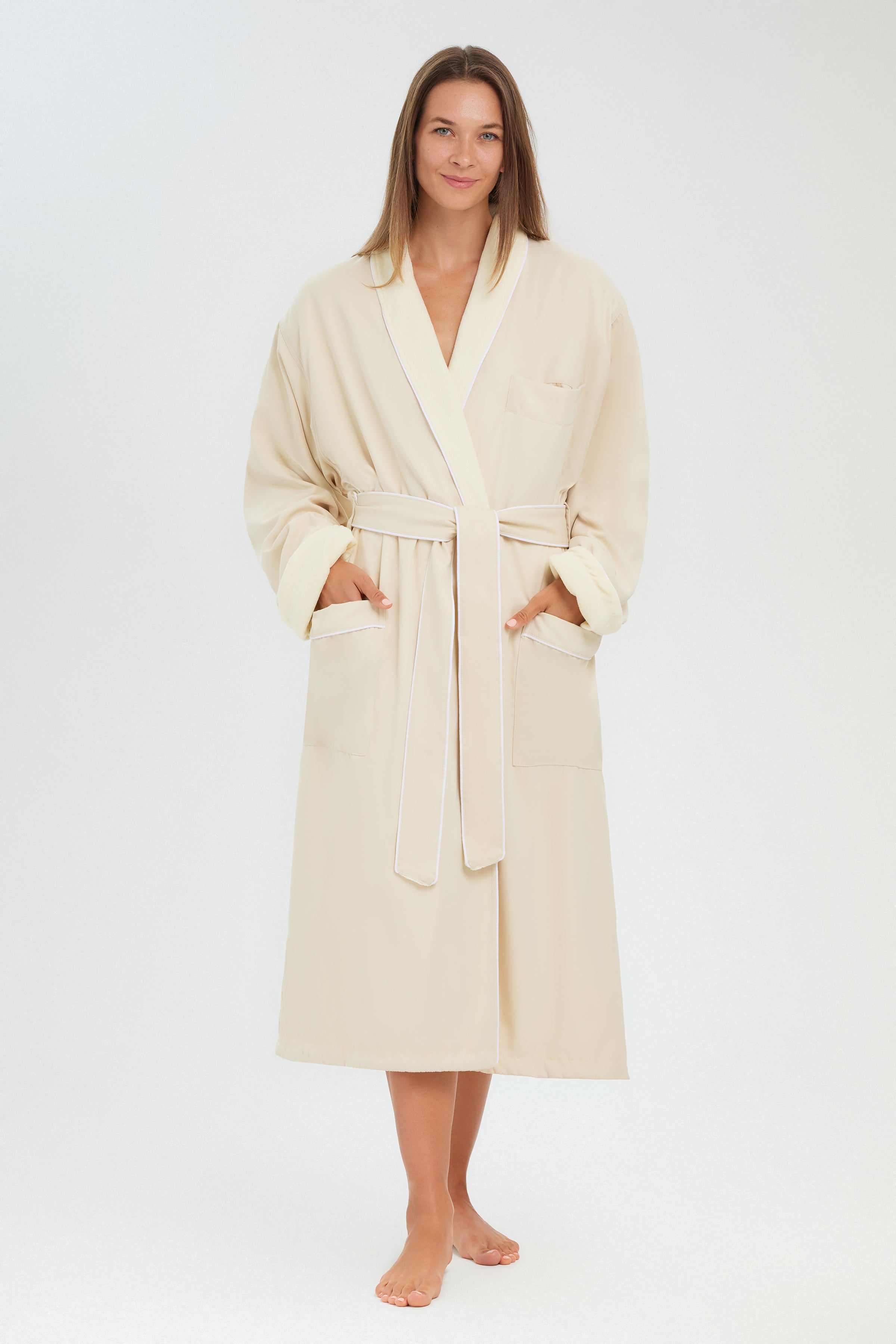 Microfiber Shawl Robe Lined In Terry