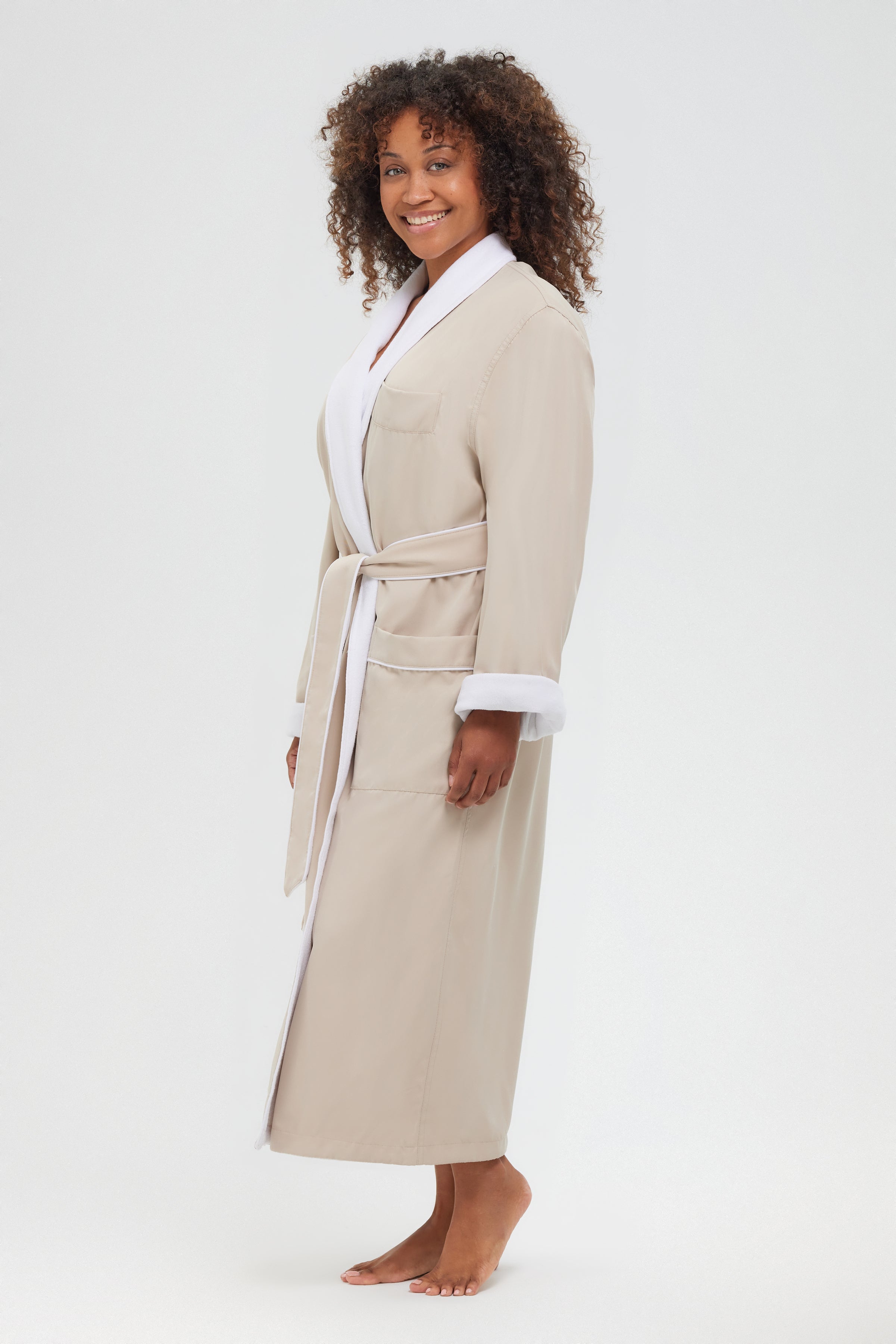 Microfiber Shawl Robe Lined In Terry