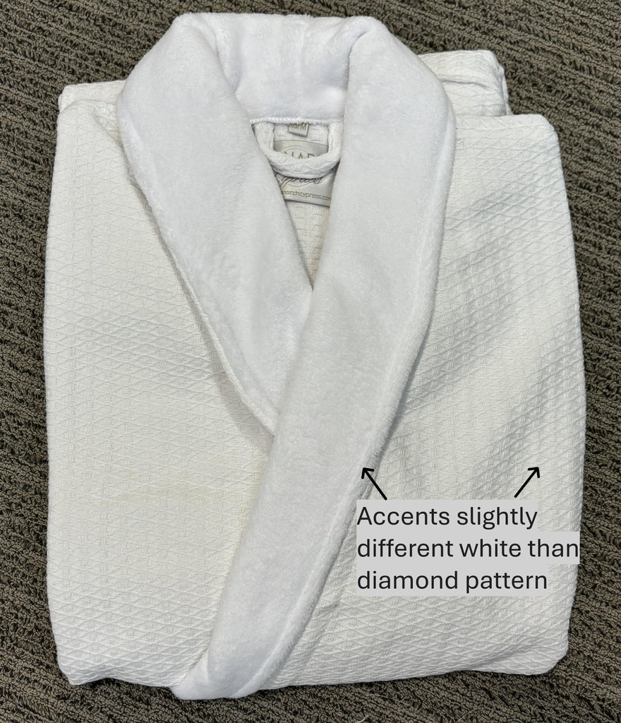 Diamond Waffle Robe With Velour Accents- Slighly Off Color