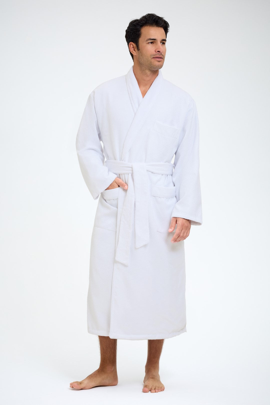 fleece lined waffle dressing gown Navy Fleece Lined Waffle Dressing Gown | Men
